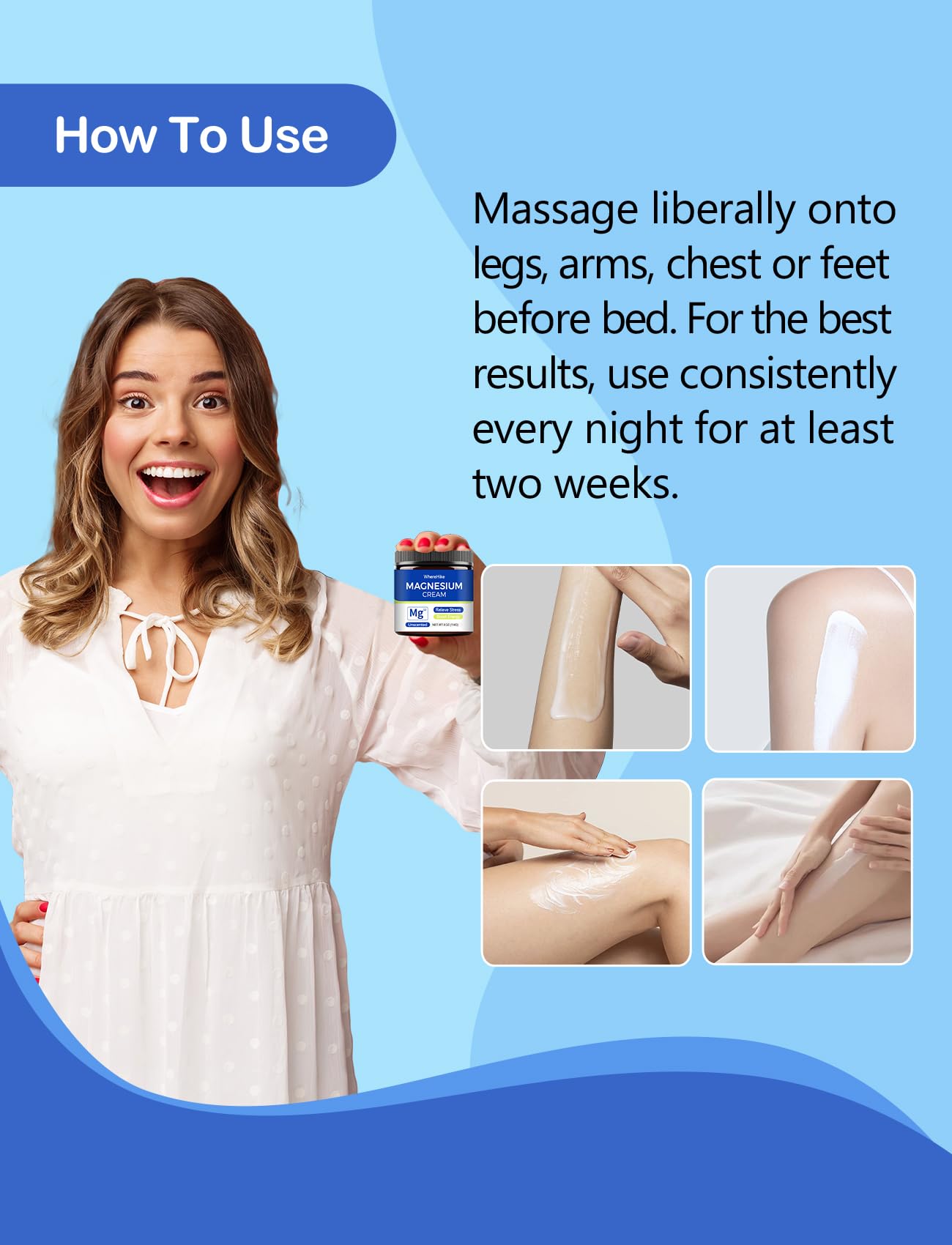 Natural Topical Magnesium Cream for Sleep & Relaxation – Unscented Nighttime Lotion