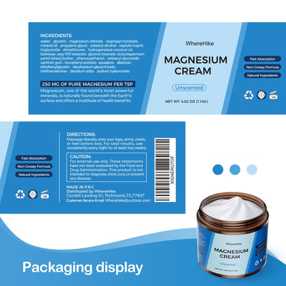 Natural Topical Magnesium Cream for Sleep & Relaxation – Unscented Nighttime Lotion