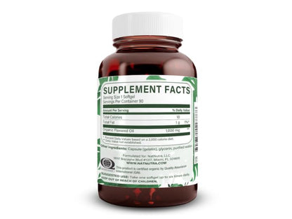 Natural Nutra Organic Flaxseed Oil Softgels - 1000 mg, Omega-3-6-9, 90 Softgels