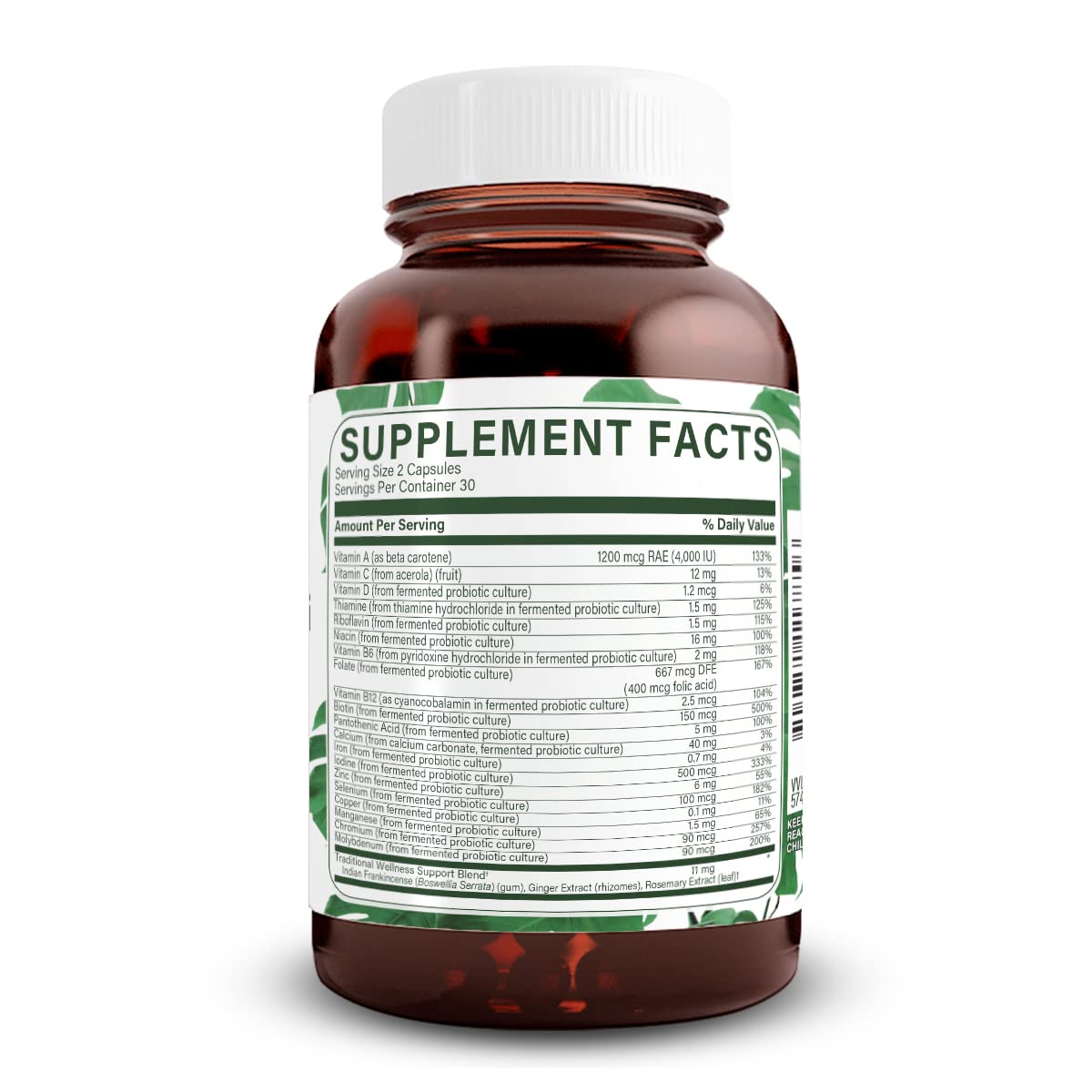 Natural Nutra Whole Food Multivitamin & Mineral for Women & Men – Energy, Immunity & Bone Health (60 Capsules)