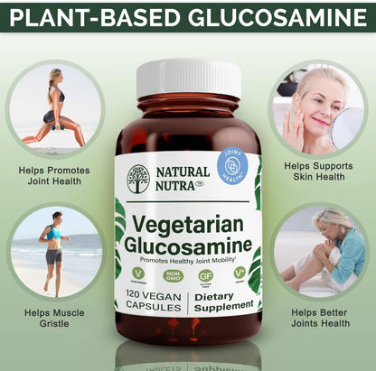 Natural Nutra Vegan Glucosamine Hydrochloride 750mg – 120 Capsules | Plant-Based Joint Support