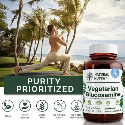 Natural Nutra Vegan Glucosamine Hydrochloride 750mg – 120 Capsules | Plant-Based Joint Support
