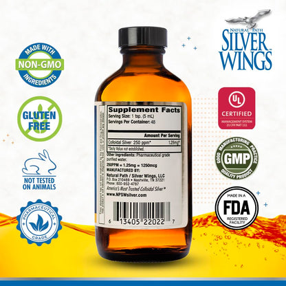 Natural Path Silver Wings Colloidal Silver Liquid 250ppm – 8oz | Enhanced Immune Support