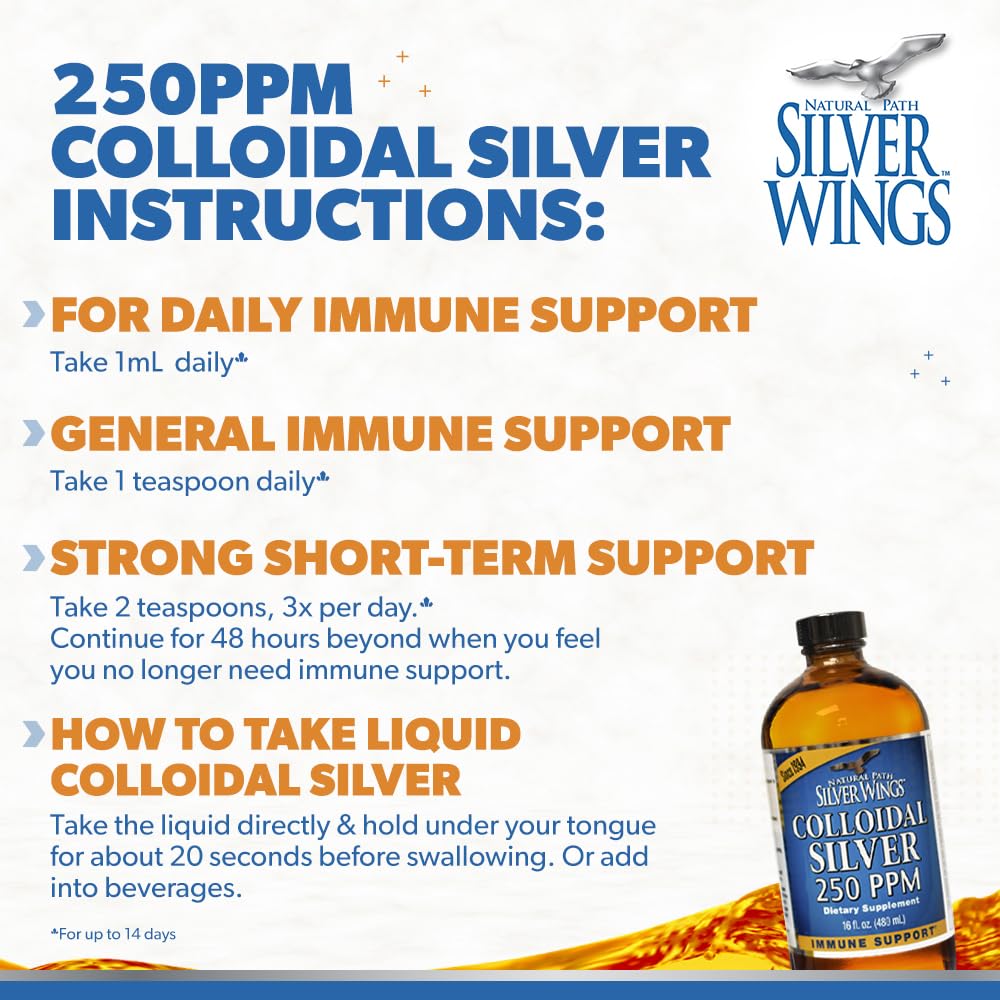 Natural Path Silver Wings Colloidal Silver Liquid 250ppm – 8oz | Enhanced Immune Support