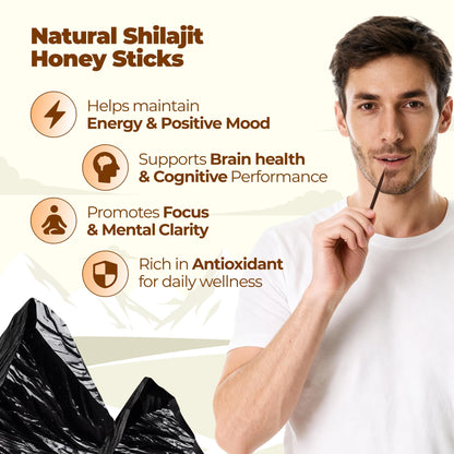 NATURAL SHILAJIT Honey Sticks – Shilajit Resin with Raw Honey, Fulvic Acid & Minerals (30 Sticks)