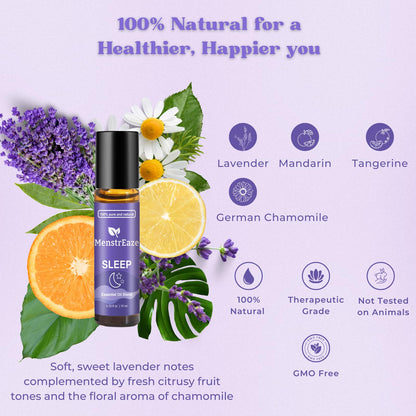 Natural Sleep Essential Oil Roll-On – 100% Natural Relaxation Blend (Lavender, Chamomile, Sweet Orange) 10ml