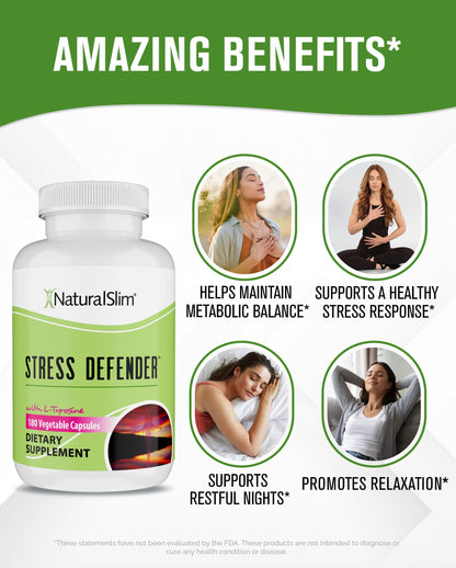 NaturalSlim Stress Defender – Cortisol Support, Craving Control & Sleep & Metabolism (180 Veg Capsules)