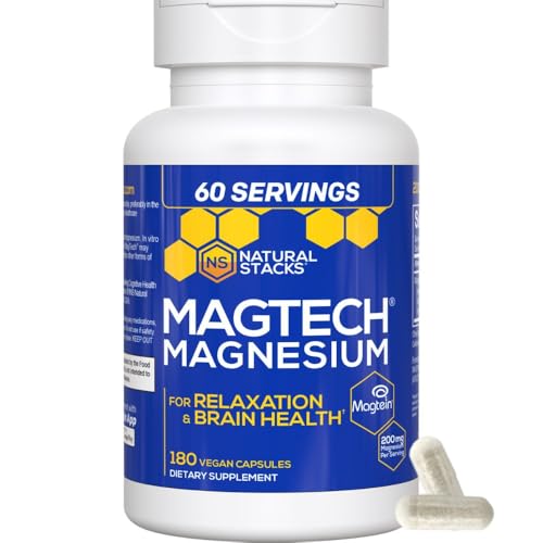 MagTech Magnesium Complex - 3-Form Magnesium (Magtein L-Threonate, Glycinate & Taurate) 200mg, 180 Capsules | NATURAL STACKS