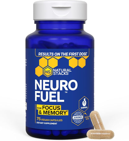 NATURAL STACKS NeuroFuel Nootropic – 750mg L-Carnitine & 500mg L-Phenylalanine – Focus & Memory Support – 75 Pills