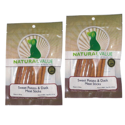 Natural Value Sweet Potato & Duck Soft Chew Meat Sticks with Glucosamine & Chondroitin – Hip & Joint Health (2-Pack)