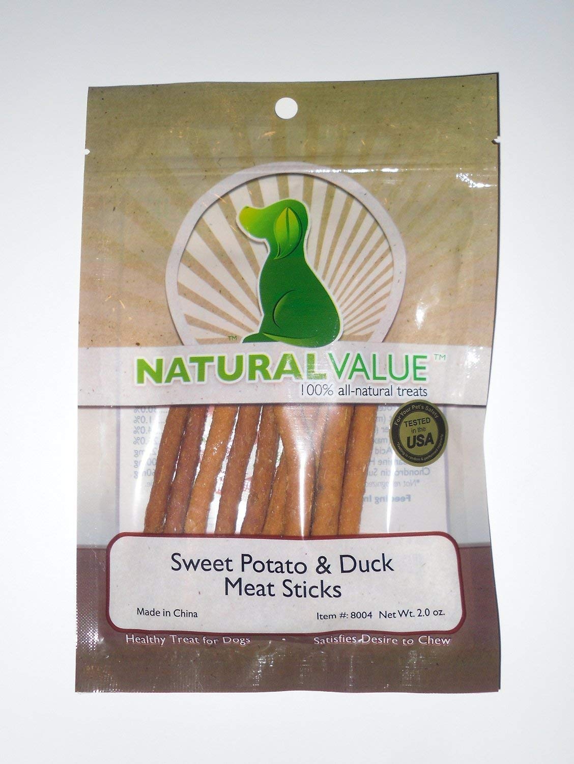 Natural Value Sweet Potato & Duck Soft Chew Meat Sticks with Glucosamine & Chondroitin – Hip & Joint Health (2-Pack)