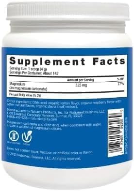 Natural Vitality Calm Magnesium Citrate Powder – Raspberry Lemon, 20 oz