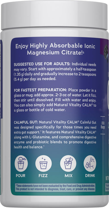 Natural Vitality CALM Specifics Calmful Gut – Probiotics & Enzymes, Wildberry, 6 oz
