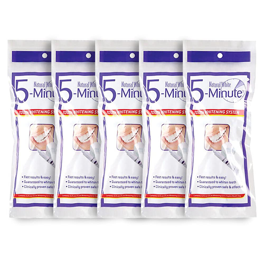 5 Pack Natural White 5-Minute Teeth Whitening Kits – Fast Home Whitening