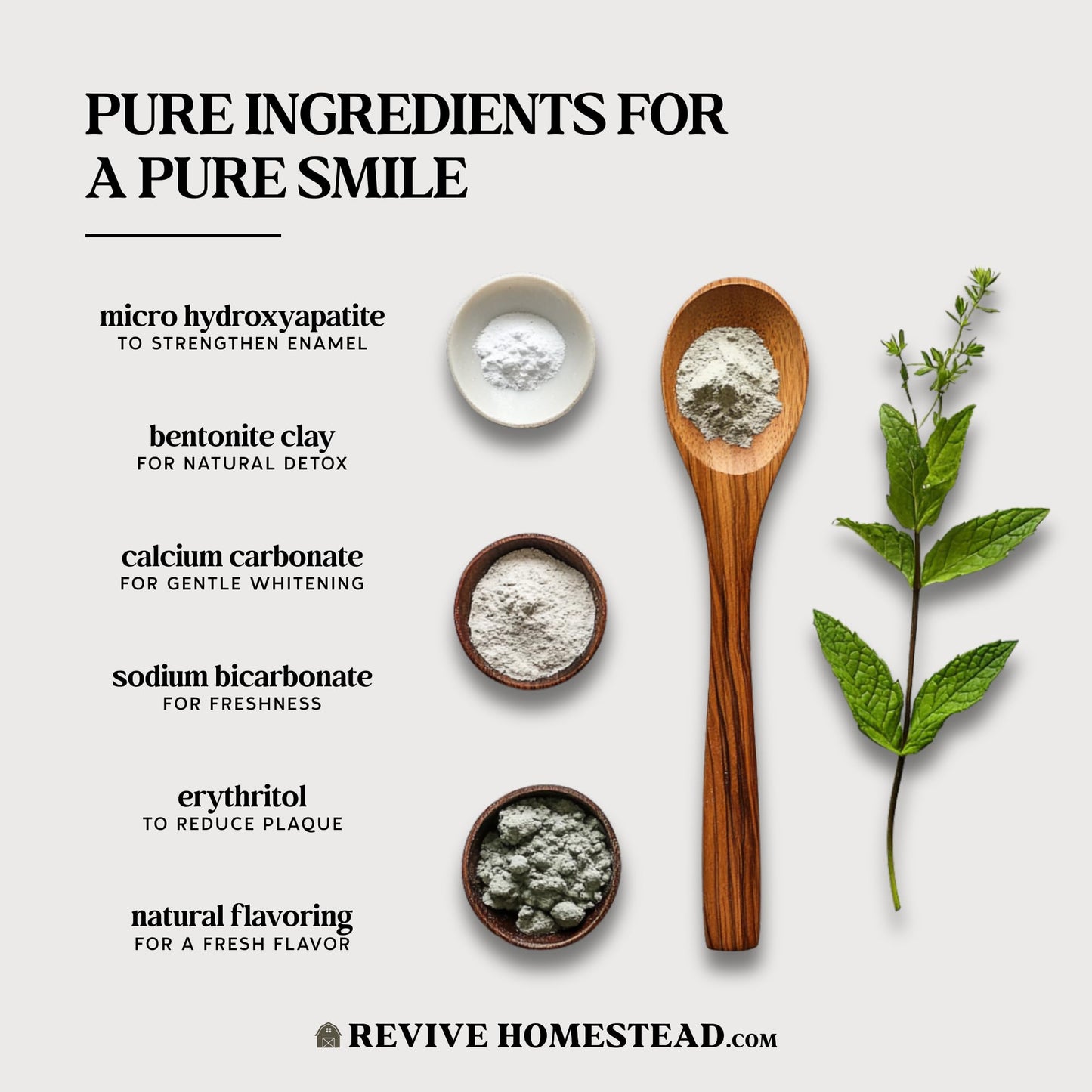 Revive Homestead Hydroxyapatite Tooth Powder – Fluoride-Free Whitening (2 oz Amber Jar)