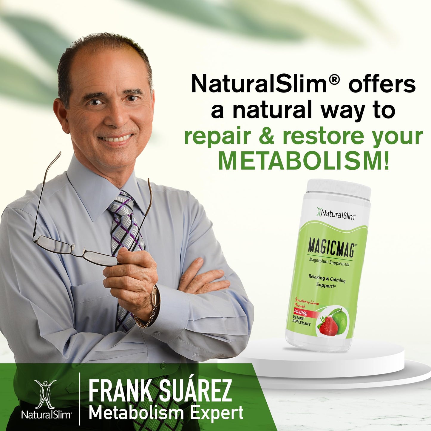 NaturalSlim MagicMag Magnesium Citrate Powder – Strawberry Lime Flavor, 8oz Drink Mix (3 Pack)
