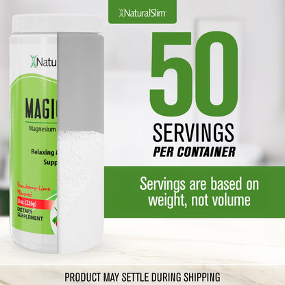 NaturalSlim MagicMag Magnesium Citrate Powder – Strawberry Lime Flavor, 8oz Drink Mix (3 Pack)