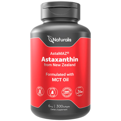 Naturalis New Zealand Astaxanthin – 6mg Mini-Softgels | Non-GMO, Gluten & Soy Free | 300 Softgels