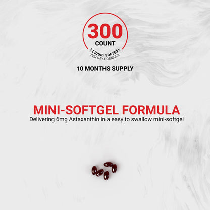 Naturalis New Zealand Astaxanthin – 6mg Mini-Softgels | Non-GMO, Gluten & Soy Free | 300 Softgels