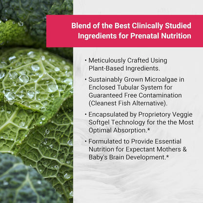 Naturalis Vegan Prenatal: Full Spectrum Omega-3 + Vitamin D3 & L-5-MTHF | Vegan Society Certified | 60 Veggie Softgels