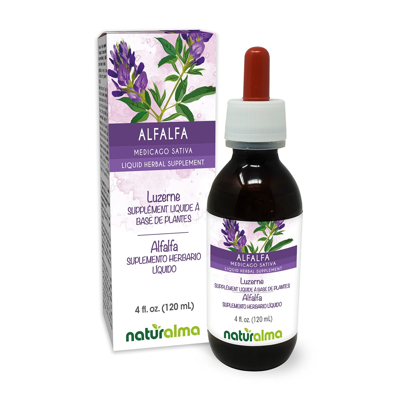 Naturalma Alfalfa (Lucerne) Tincture – Alcohol-Free Liquid Extract, 4 fl oz Drops – Vegan