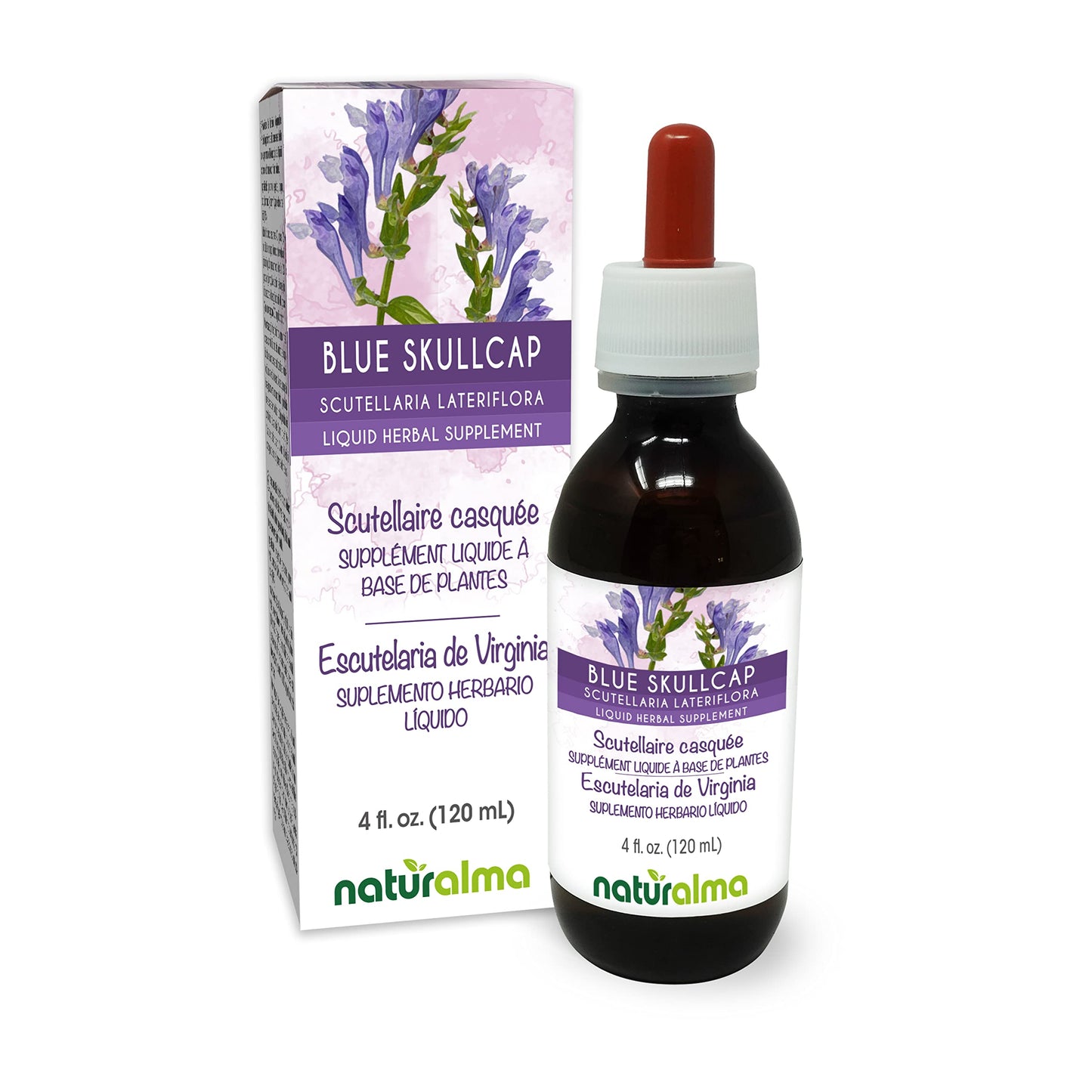 Naturalma Blue Skullcap Liquid Extract (1:10) – Alcohol-Free, Vegan, 4 fl oz