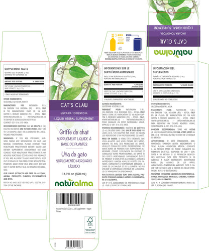 Naturalma Cat's Claw Bark Tincture (Uncaria tomentosa) - Alcohol-Free, 16.9 fl oz, Vegan