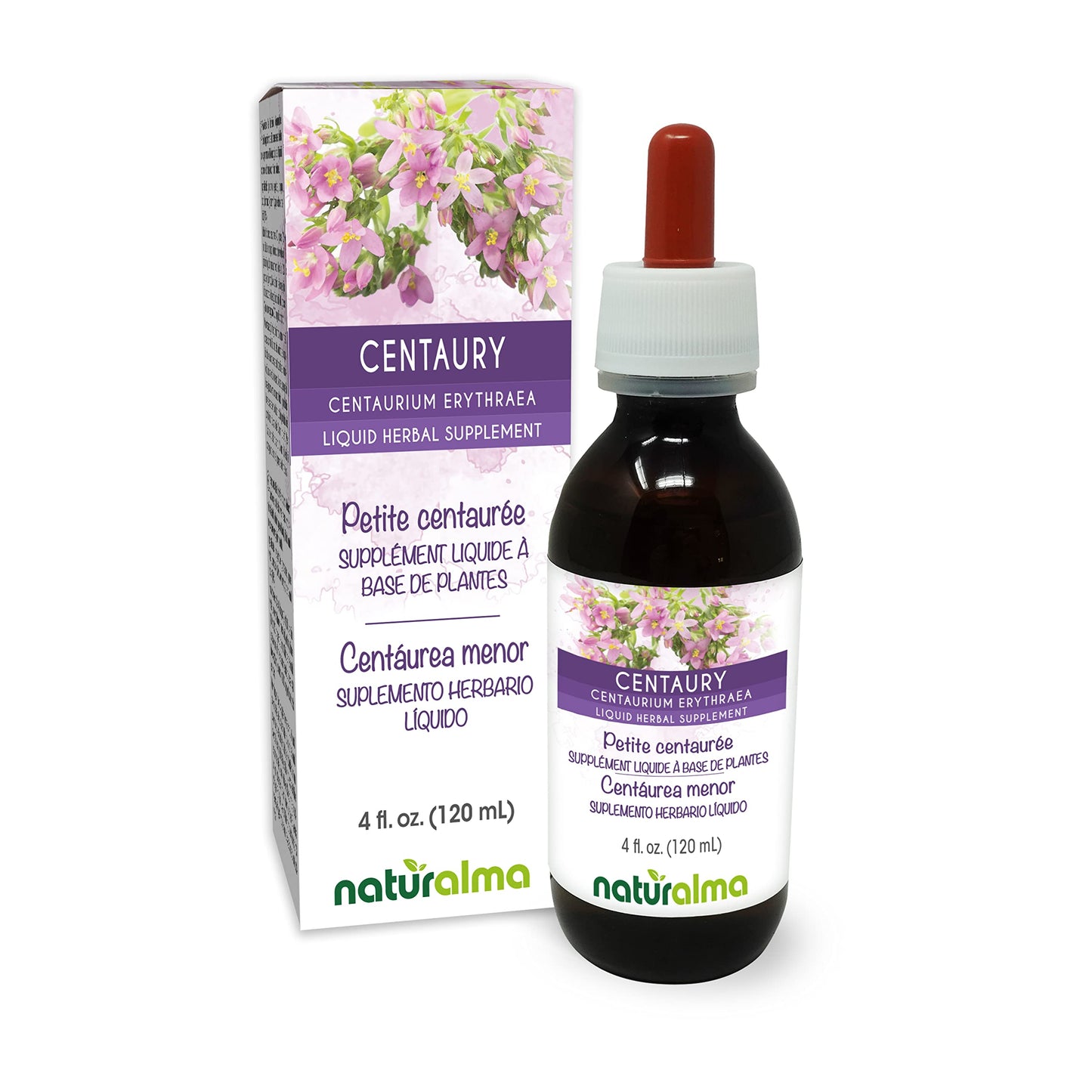 Naturalma Centaury Alcohol-Free Tincture (Centaurium erythraea) - 4 fl oz Drops - Herbal Supplement - Vegan - Made in Italy