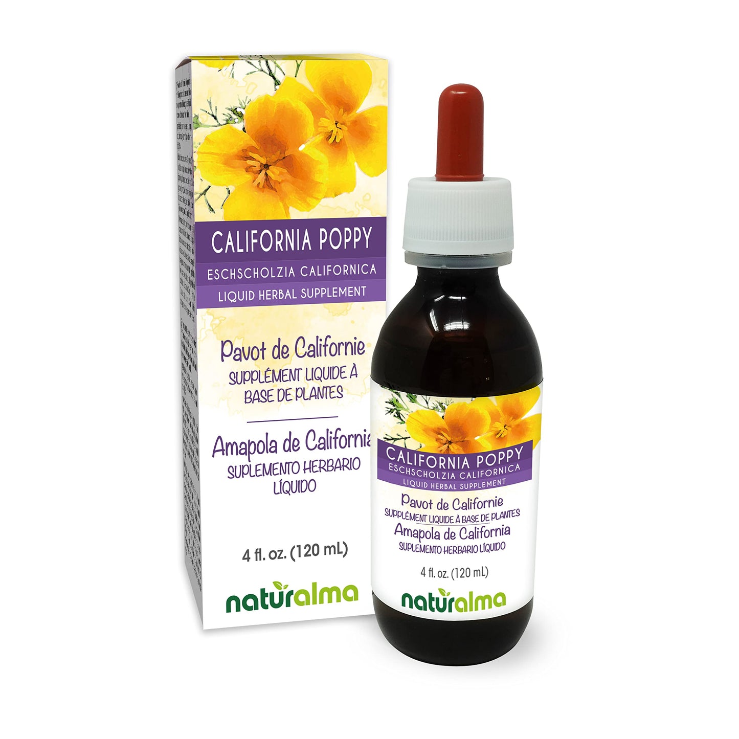 Naturalma Eschscholzia Alcohol-Free Tincture – 4 fl oz Drops | Vegan