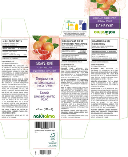 Naturalma Grapefruit Seed Tincture (Citrus paradisi) - Alcohol-Free, Vitamin C, 4 oz | Vegan