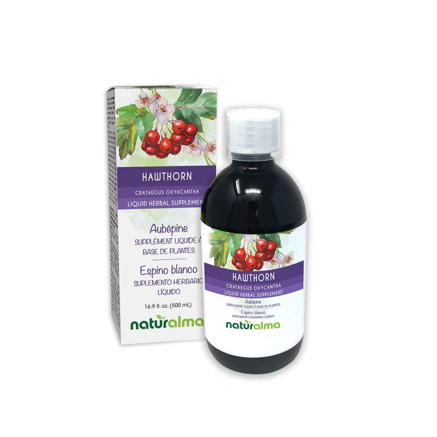 Naturalma Hawthorn Leaf & Flower Tincture - Alcohol-Free, 16.9 oz Drops (Vegan)