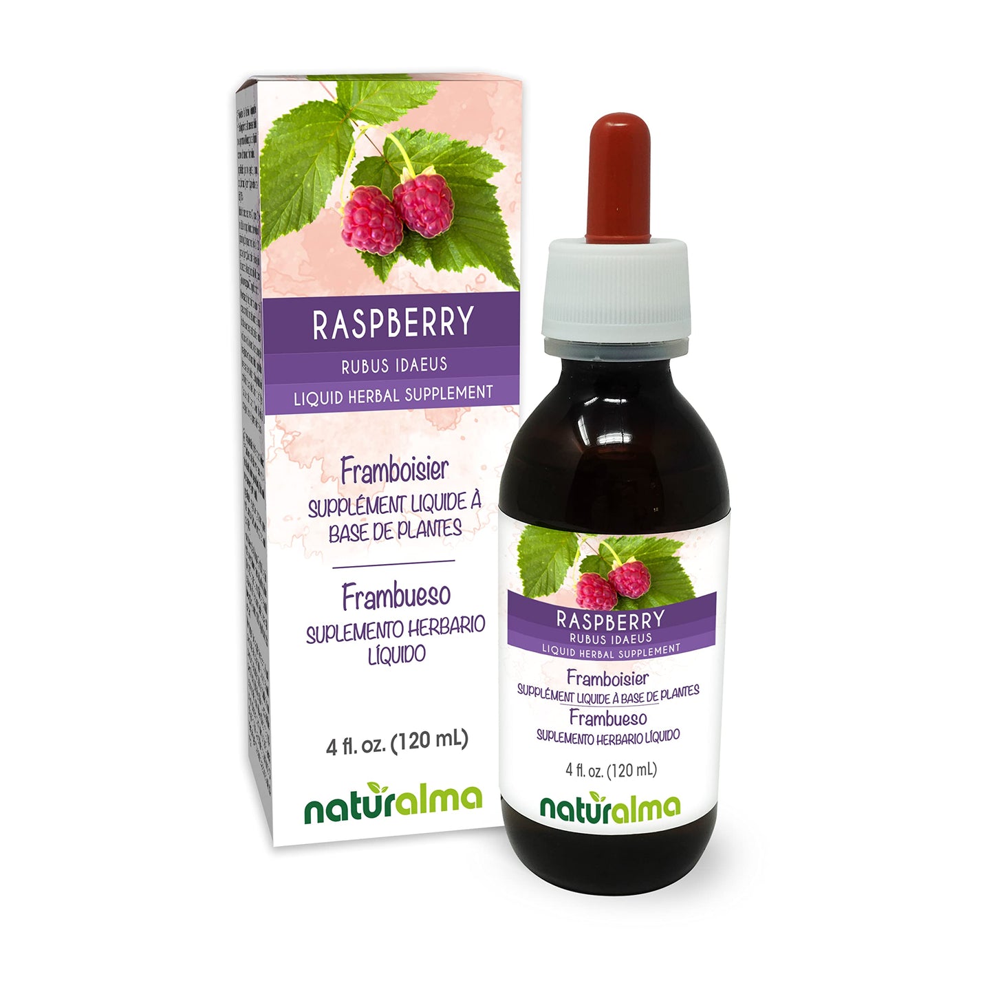 Naturalma Raspberry Leaf Tincture - Alcohol-Free, 4 fl oz Vegan Drops