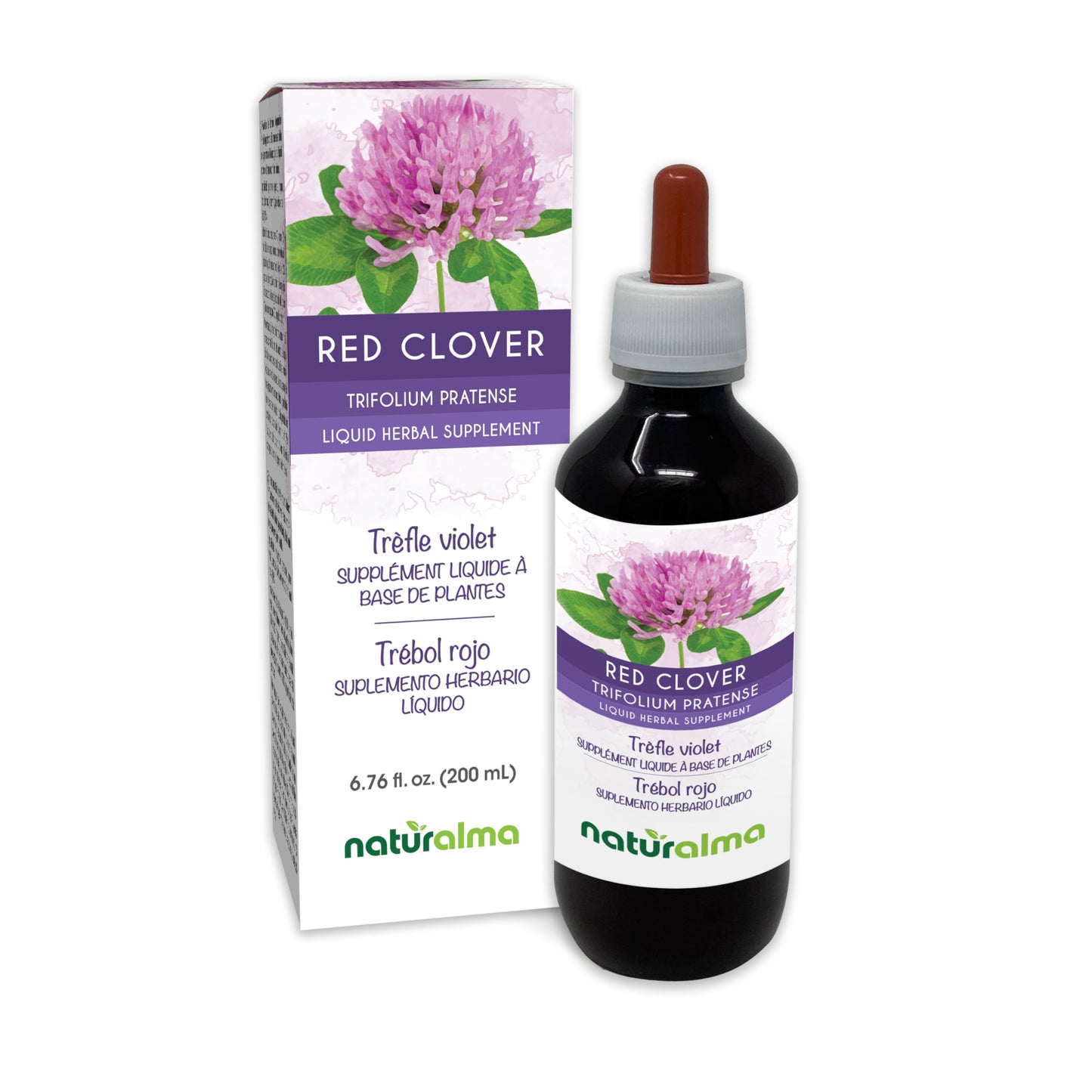 Naturalma Red Clover Alcohol-Free Tincture (Trifolium pratense) – 6.76 fl oz – Vegan Herbal Supplement
