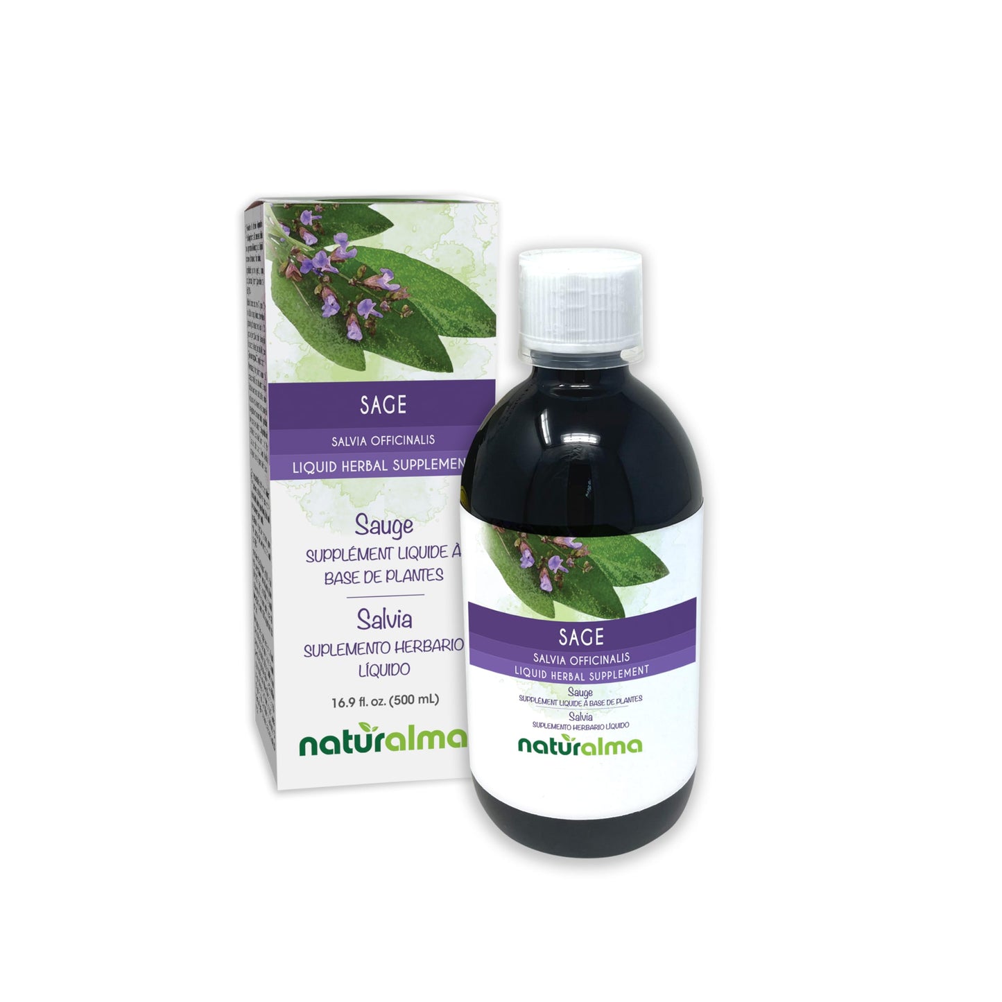 Naturalma Sage Leaf Alcohol-Free Tincture – 16.9 fl oz Drops (Vegan)
