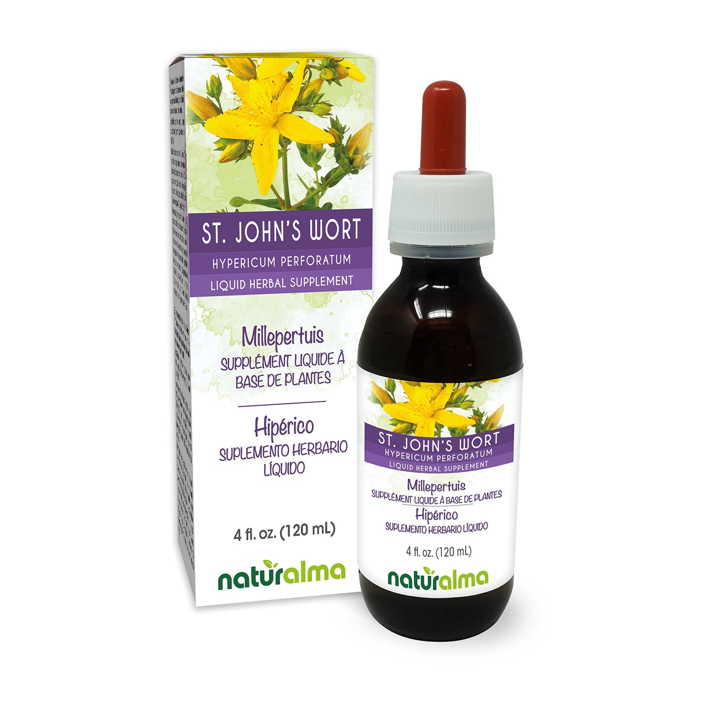 Naturalma St. John's Wort Alcohol-Free Tincture Drops 4 fl oz | Vegan Herbal Extract