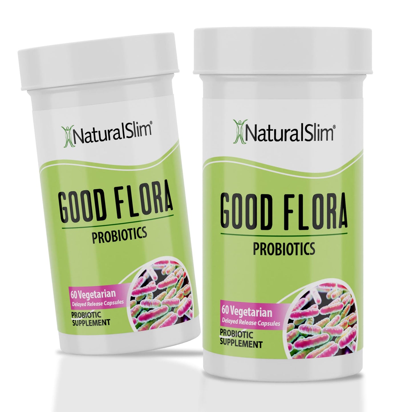 NaturalSlim Good Flora Probiotic – Gentle 7-Strain Formula, 60 Vegetarian Capsules (2-Pack)
