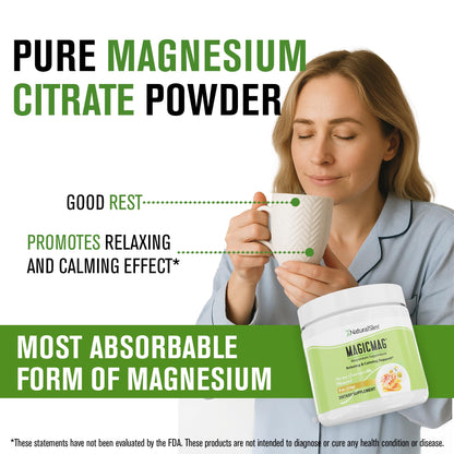 NaturalSlim MagicMag Honey Chamomile Magnesium Citrate Powder – 8oz Drink Mix (2 Pack)