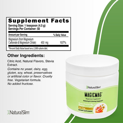 NaturalSlim MagicMag Honey Chamomile Magnesium Citrate Powder – 8oz Drink Mix (2 Pack)