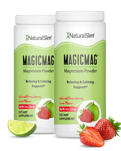 NaturalSlim MagicMag Pure Magnesium Citrate Powder – Strawberry Lime Drink Mix (8oz, 2 Pack)