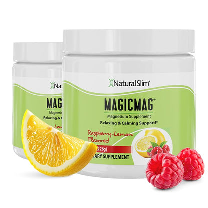 NaturalSlim MagicMag Pure Magnesium Citrate Powder – Raspberry Lemon Drink Mix, 8 oz (2 Pack)