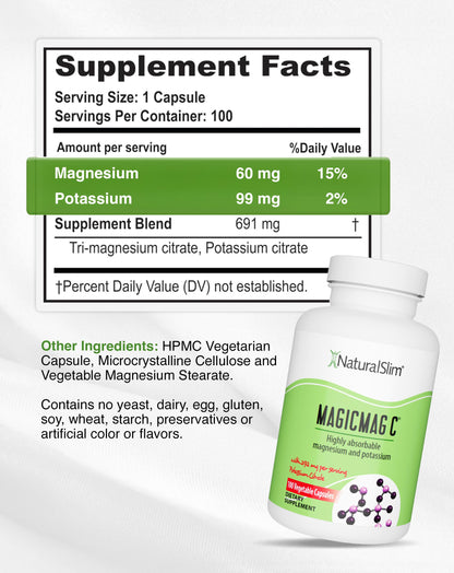 MagicMag C by NaturalSlim – Magnesium Citrate with Potassium for Sleep & Muscle Relaxation