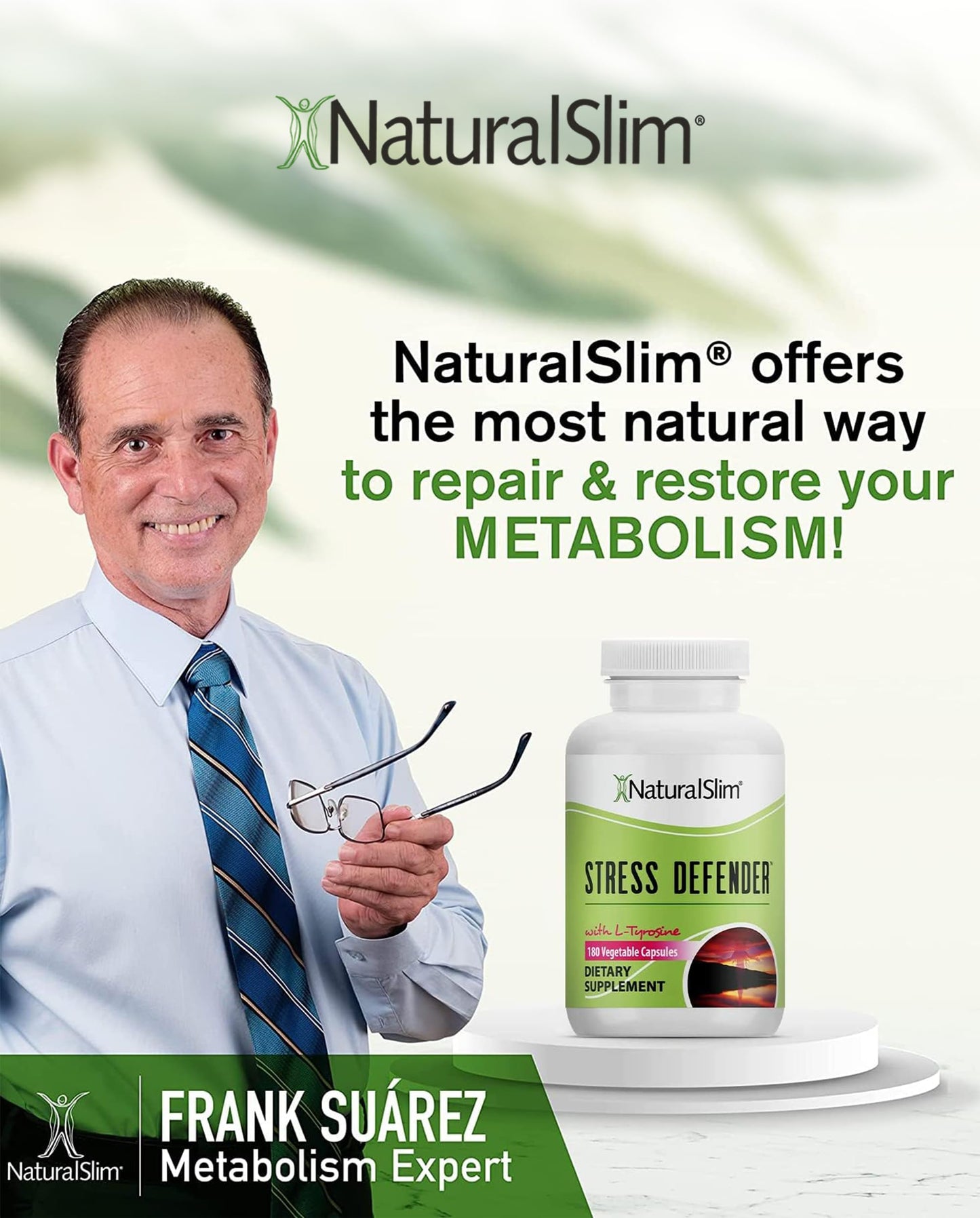 NaturalSlim Stress Defender – Cortisol Support, Craving Control & Sleep & Metabolism (180 Veg Capsules)
