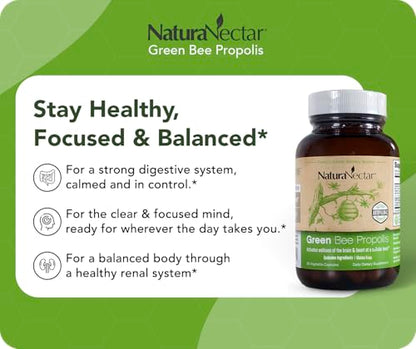 NaturaNectar Green Bee Propolis Capsules – NSF Certified, Gluten-Free