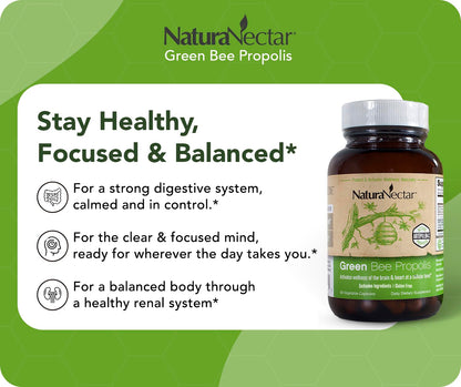 NaturaNectar Green Bee Propolis Capsules – NSF Certified, Gluten-Free