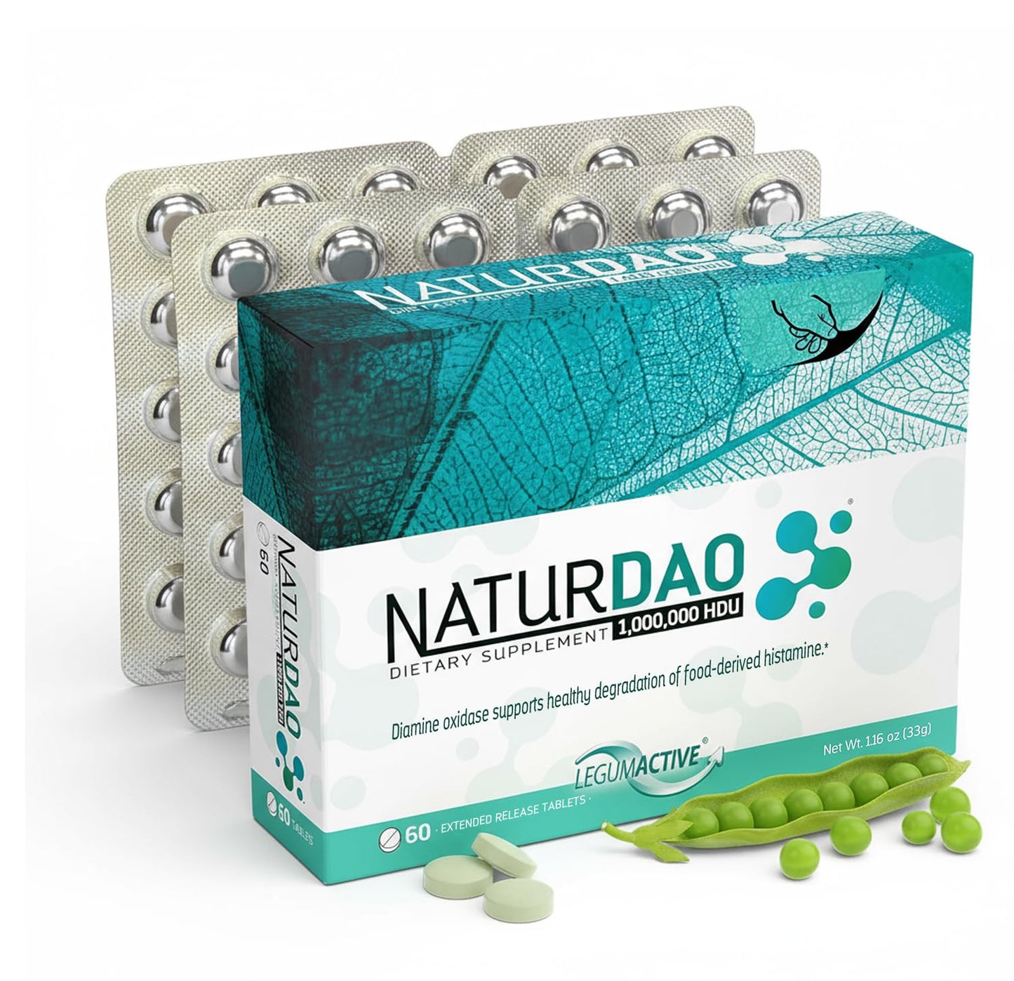 NATURDAO DAO Enzyme 1,000,000 HDU Tablet – Histamine Block & Diamine Oxidase (DAO) – 60 Extended Release Tablets
