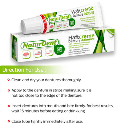 NaturDent Denture Adhesive – Natural, Zinc-Free, Paraben-Free, Strong Hold