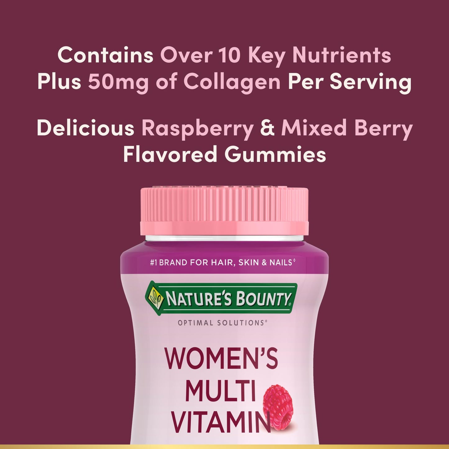 Nature's Bounty Optimal Solutions Women's Multivitamin Gummies – Raspberry Flavor