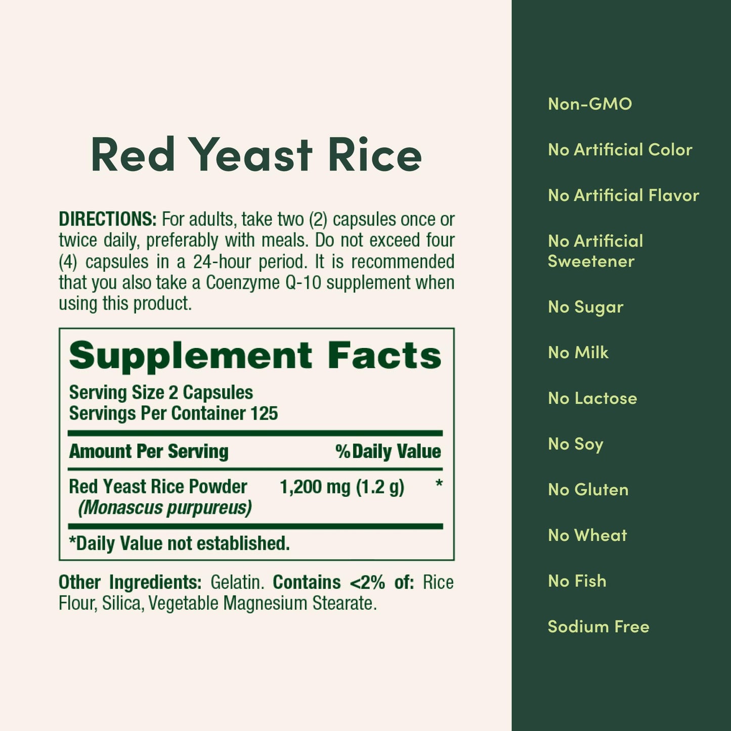 Nature's Bounty Red Yeast Rice 600mg - 250 Capsules | Non-GMO, Gluten Free
