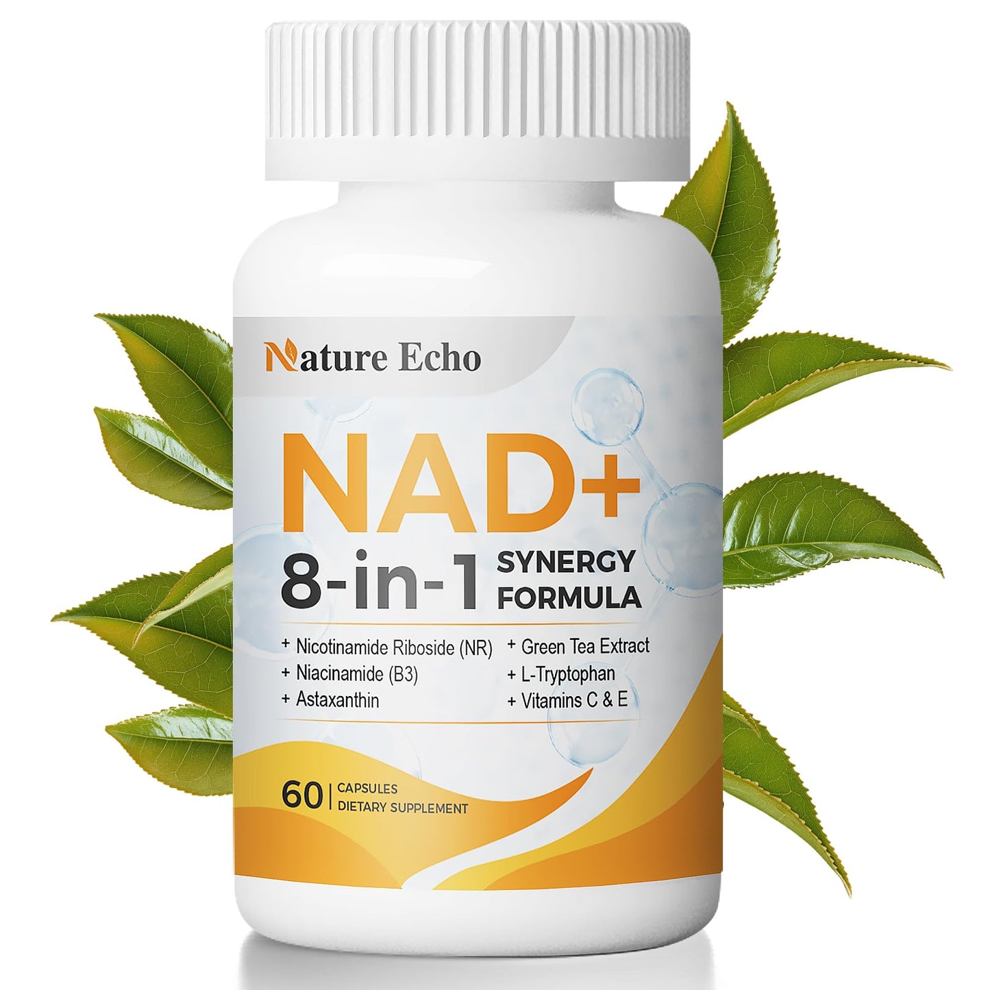 Nature Echo Nicotinamide Riboside 8-in-1 Formula – Niacinamide B3, Astaxanthin, Green Tea (60 Capsules)