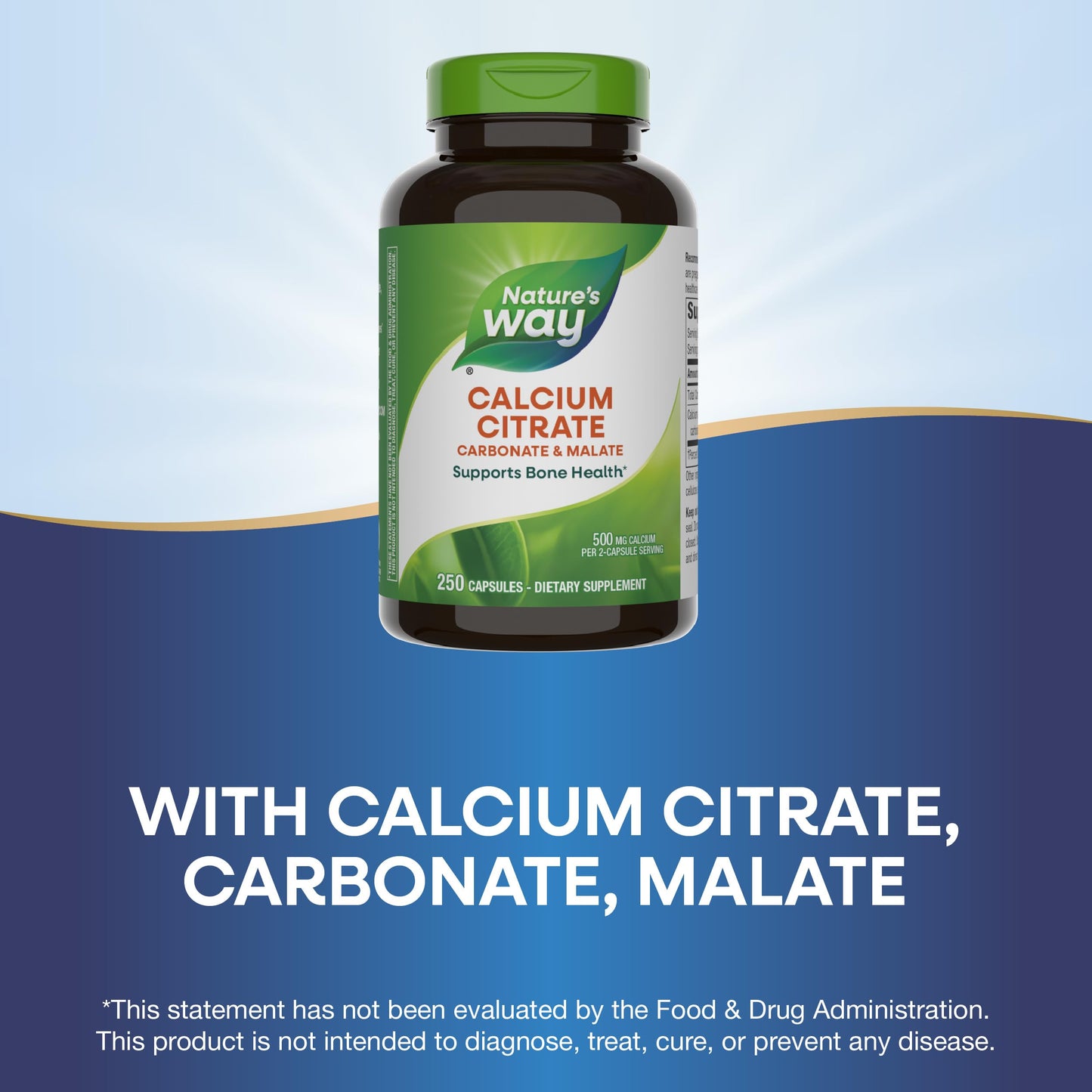 Nature's Way Calcium Citrate 500 mg | Bone Health & Muscle Support, Gluten Free, 250 Capsules (2 Pack)